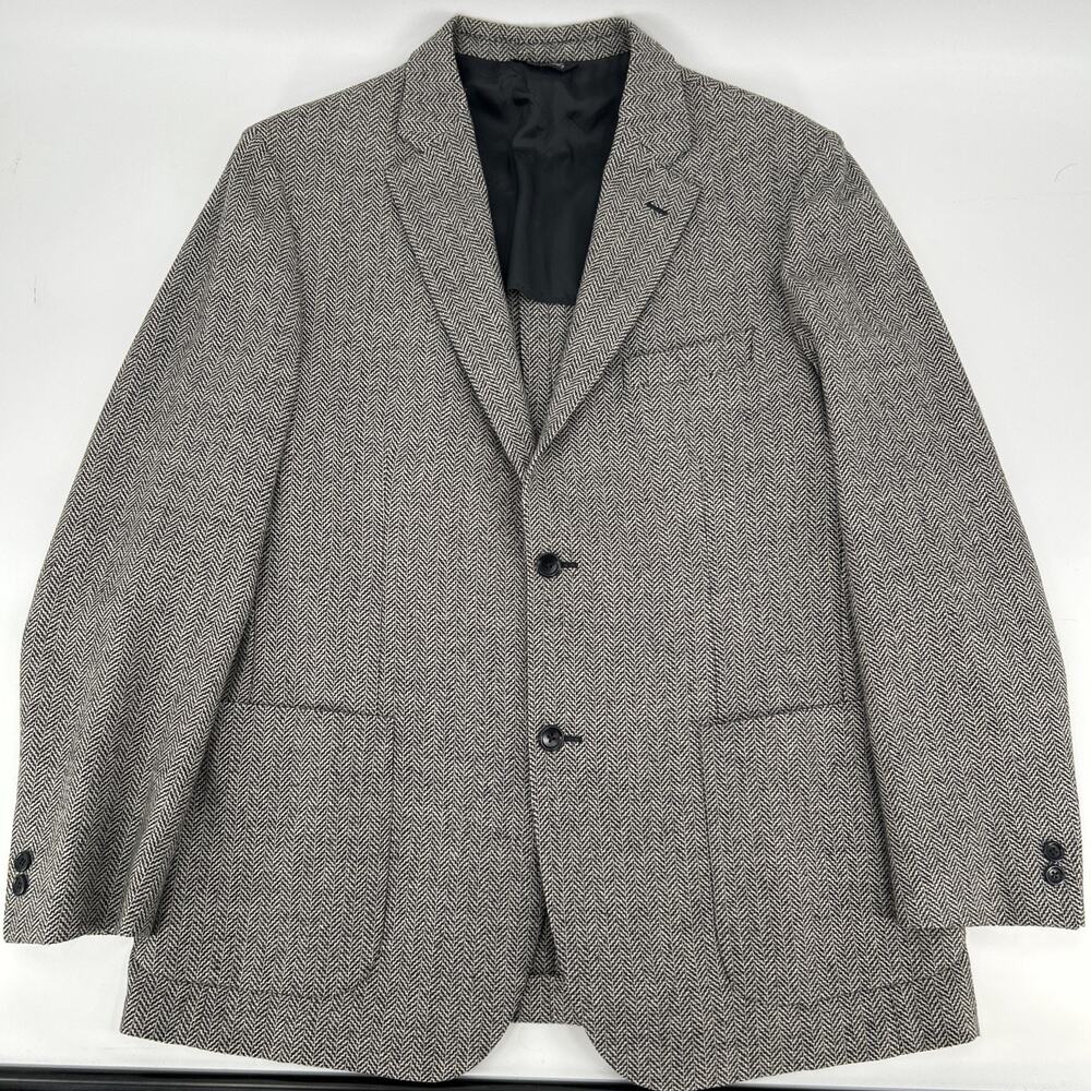 Manzoni Wool Blazer Sport Coat Men Size 44 Gray Italy Made Herringbone